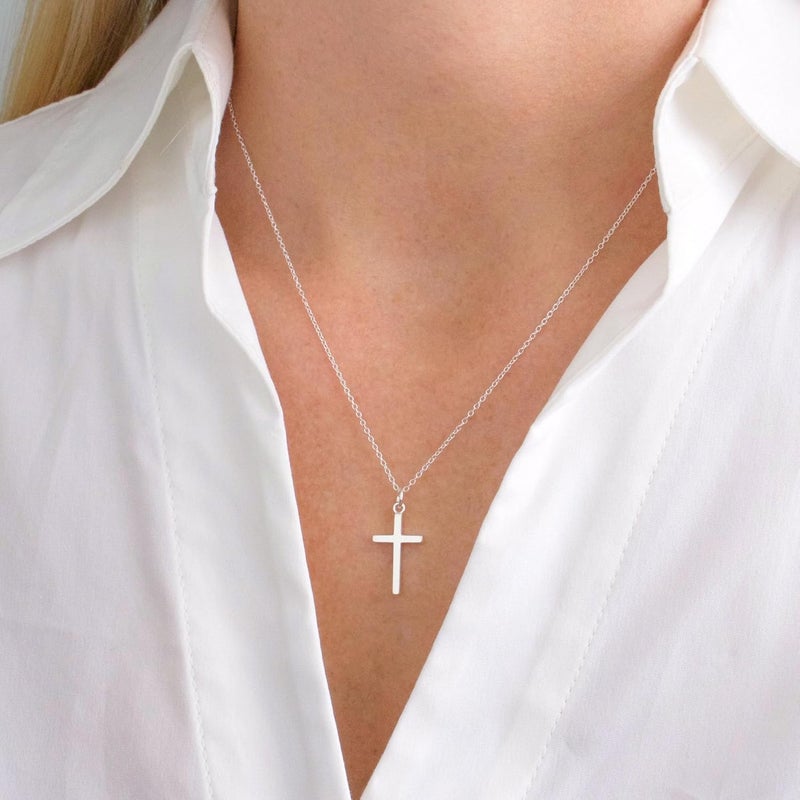 MONOZO Cross Necklace for Women, 14K Gold Plated, 16+2'/18+2' inches, Gold Cross Necklaces for Women, Trendy Gold Jewelry Gifts for Women - Image 2
